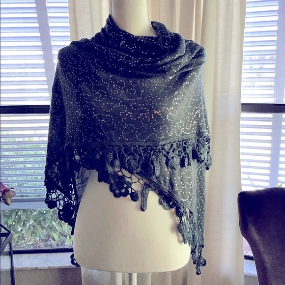 Accessories - Sage Sequined Shawl